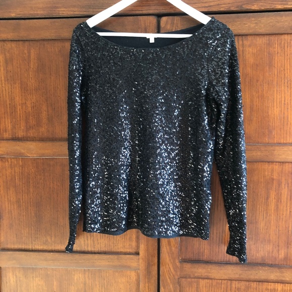 J Crew Black Sequin long sleeve top XS - Picture 3 of 5
